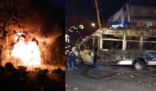9 öğrenci alev topuna dönen servisten son anda kurtuldu