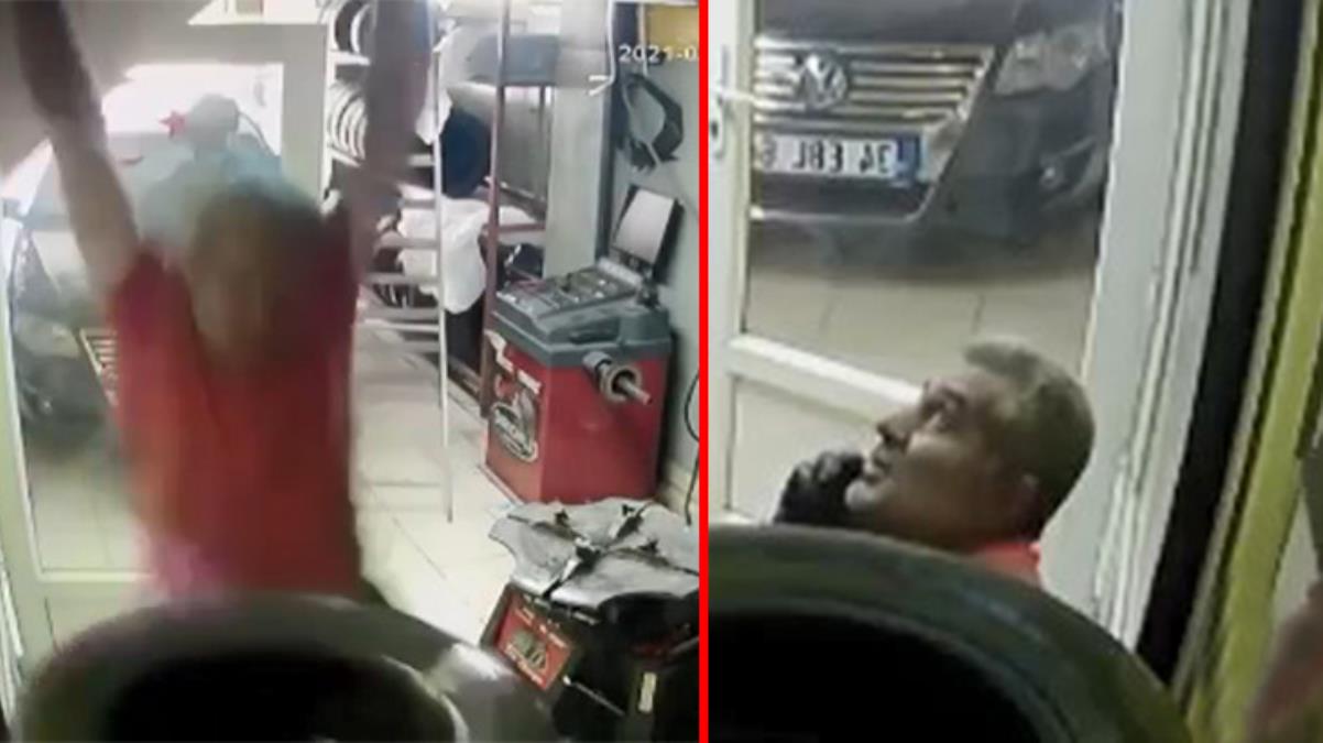 Asma kattan düşen adam, telefonla konuşmaya devam etti! İlginç anlar kamerada