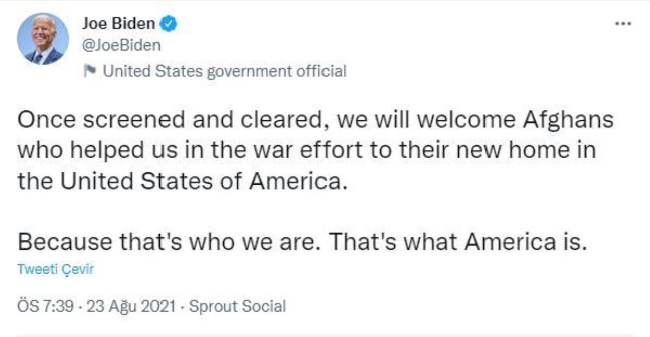 Biden, savaşta yardımcı olan Afganlıları ABD'ye davet edeceğini açıkladı
