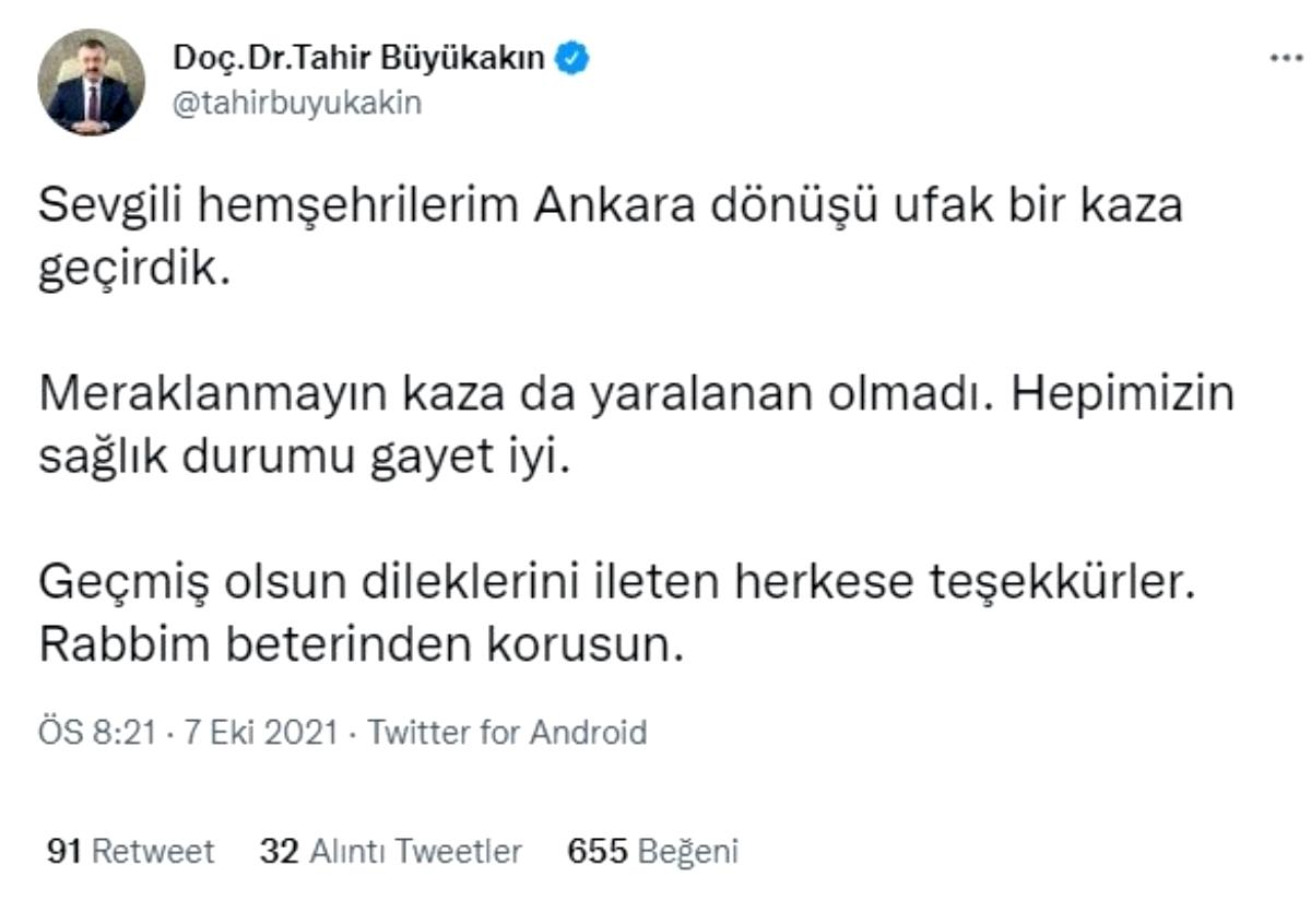 Büyükşehir Belediye Başkanı Büyükakın'ın makam aracı kaza yaptı
