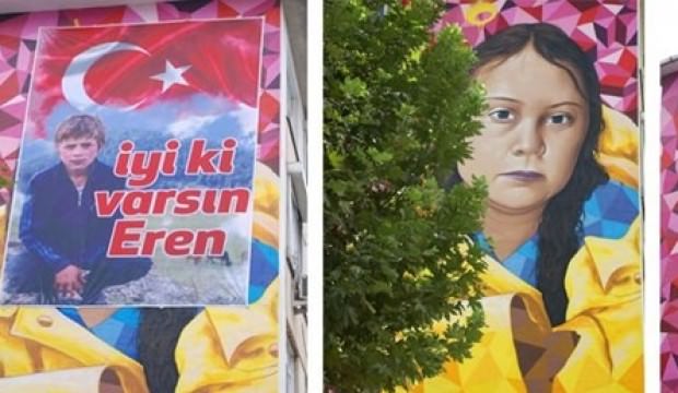 Greta Thunberg'in grafitisi Eren Bülbül'ün portresiyle kapatıldı