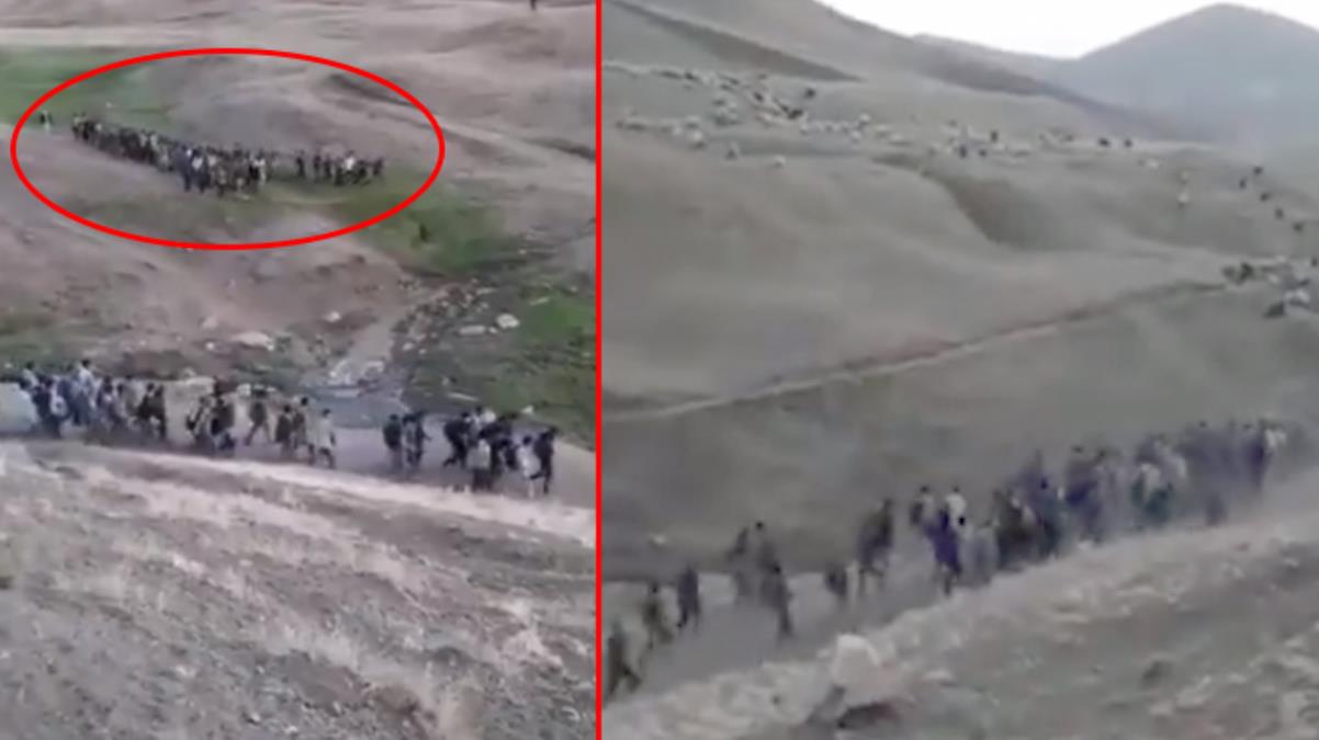 İran sınırında çekildiği iddia edilen video gündem oldu! Yüzlerce mülteci kalabalık gruplar halinde görüntülendi
