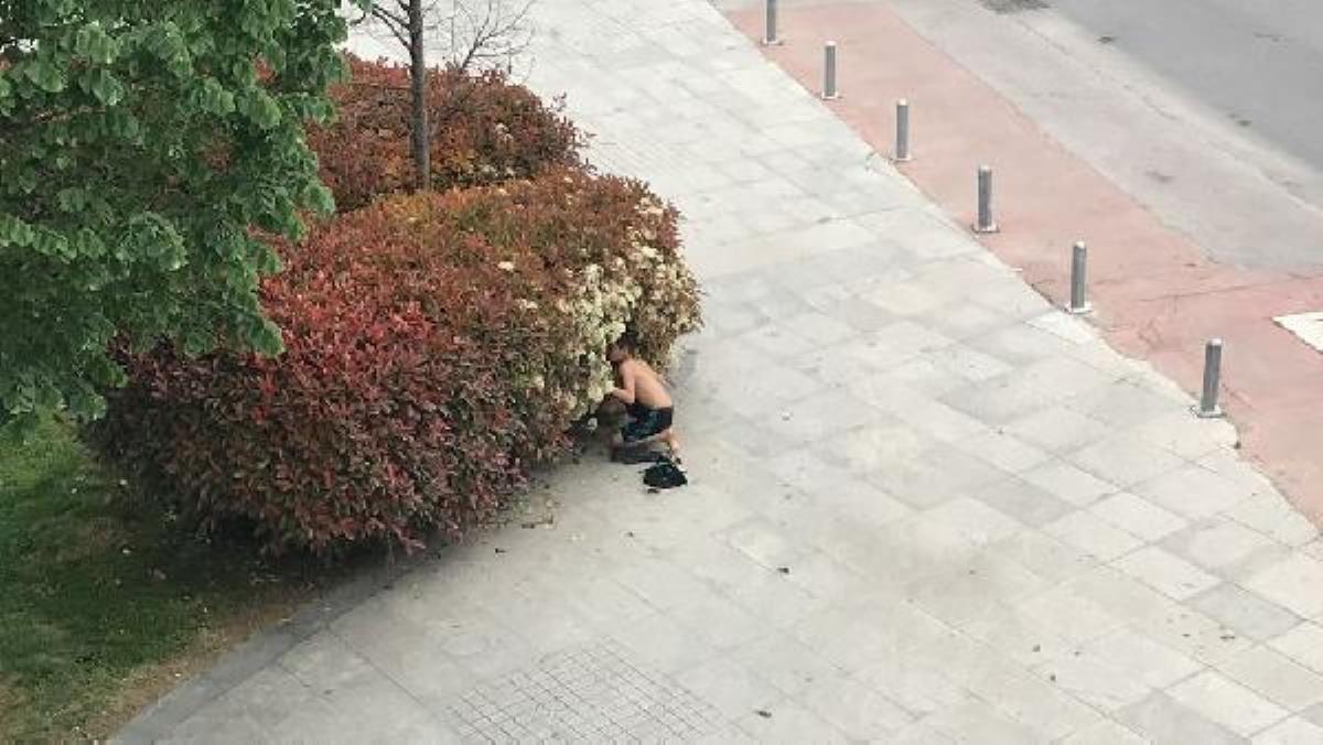 Kısıtlama saatinde park havuzuna giren çocuklar, polisi görünce çareyi saklanmakta buldu