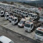 Otoparklara toplanan İstanbul Trafik Vakfı çekicileri havadan görüntülendi