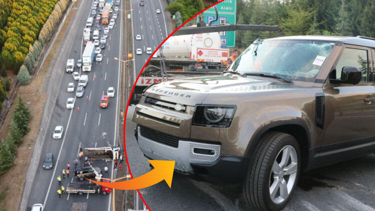 Son dakika haberler... Lüks cipi taşıyan çekici devrildi! Trafik felç oldu