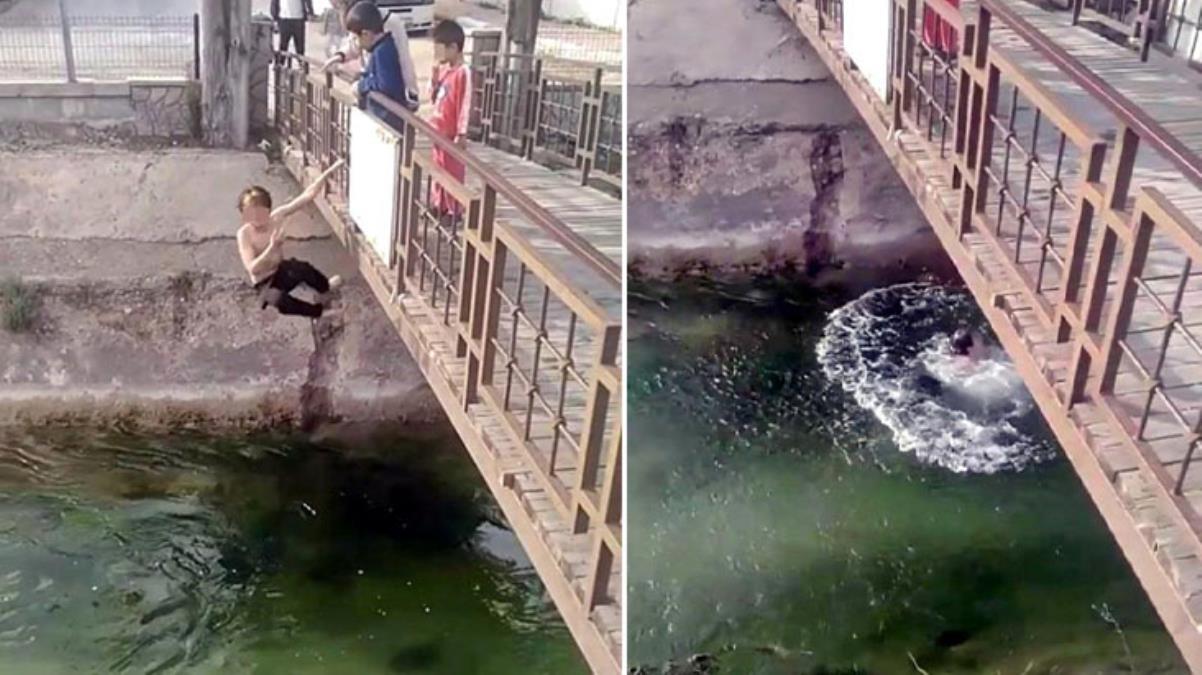 Tehlikeyi hiçe sayıp kanala atlayan çocuğu hem çekti hem de destekledi