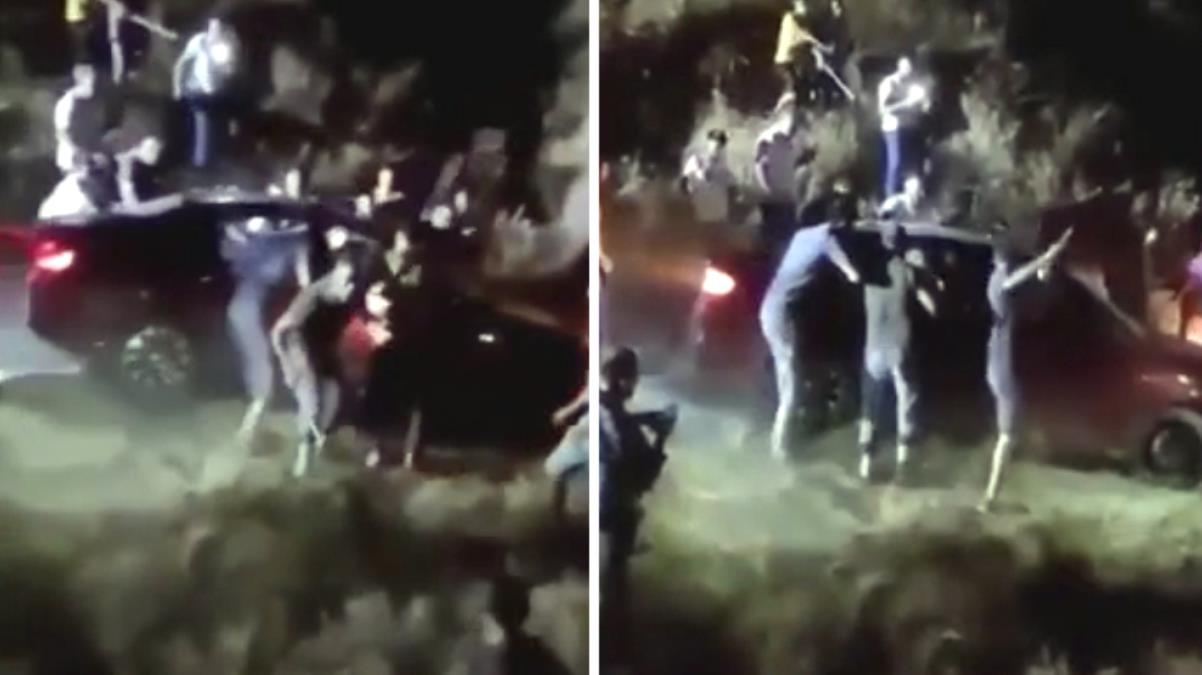 'Teröristler orman yakacak' iddiası ortalığı karıştırdı! Eli sopalı grup, yolunu kestikleri araca böyle saldırdı
